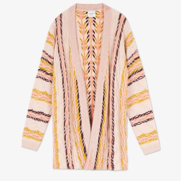 ALYSI Stripes & Jacquard Cardigan - Plaster - Picture 2 of 4